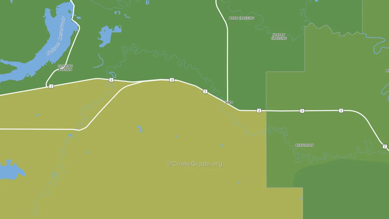 Saco, MT Map of Vehicle Theft Rates