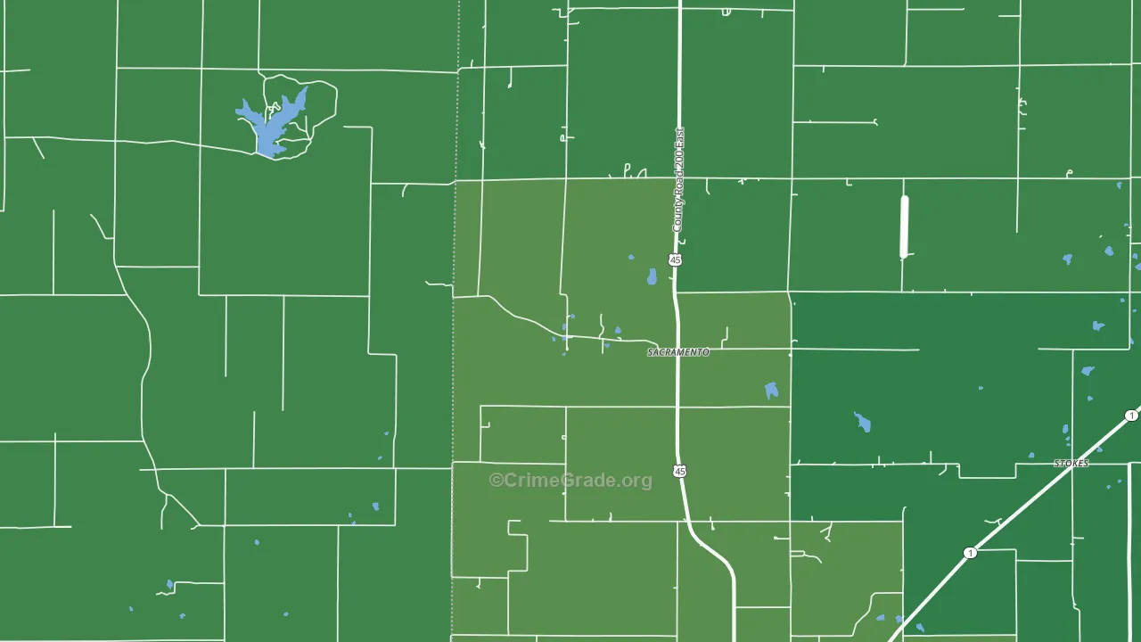 Sacramento, IL Map of Vehicle Theft Rates