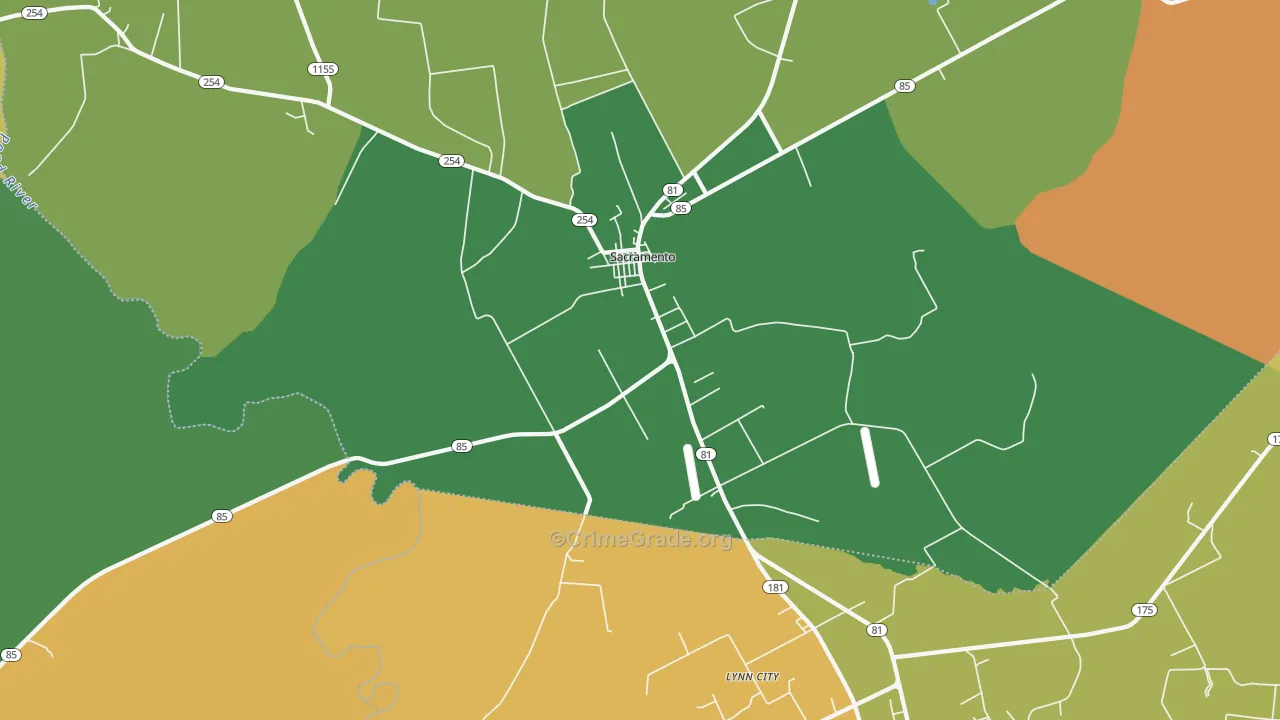 Sacramento, KY Map of Vehicle Theft Rates