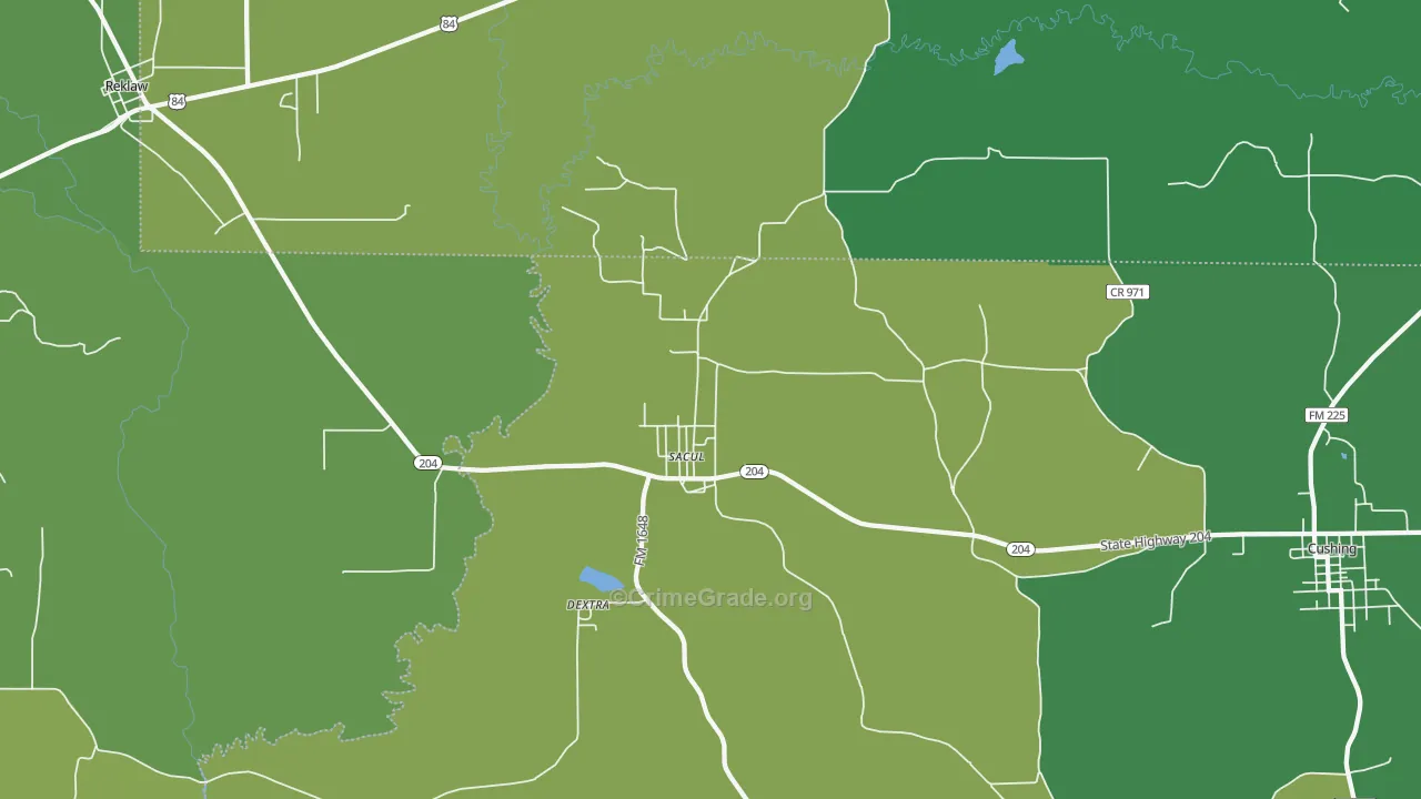 Sacul, TX Map of Vehicle Theft Rates
