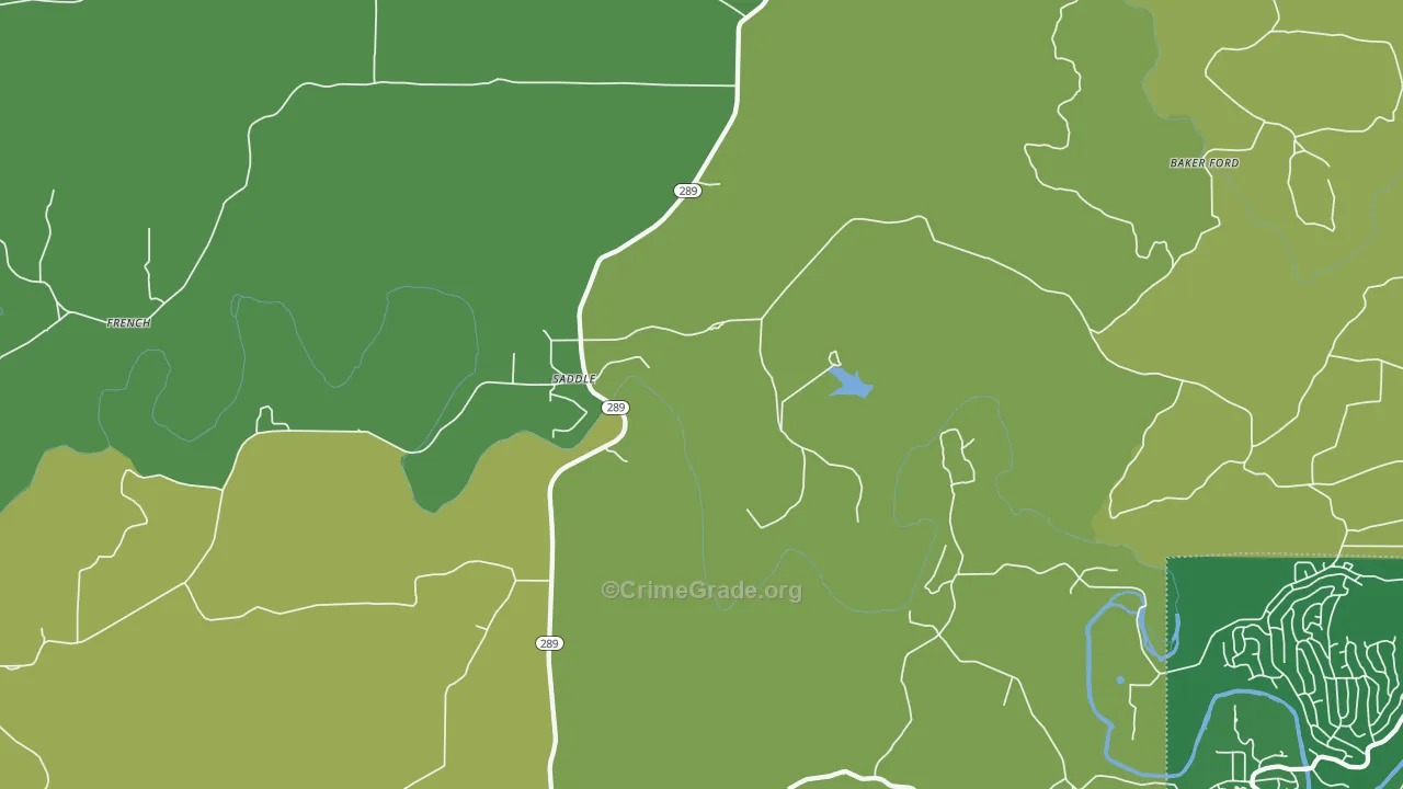 Saddle, AR Map of Vehicle Theft Rates