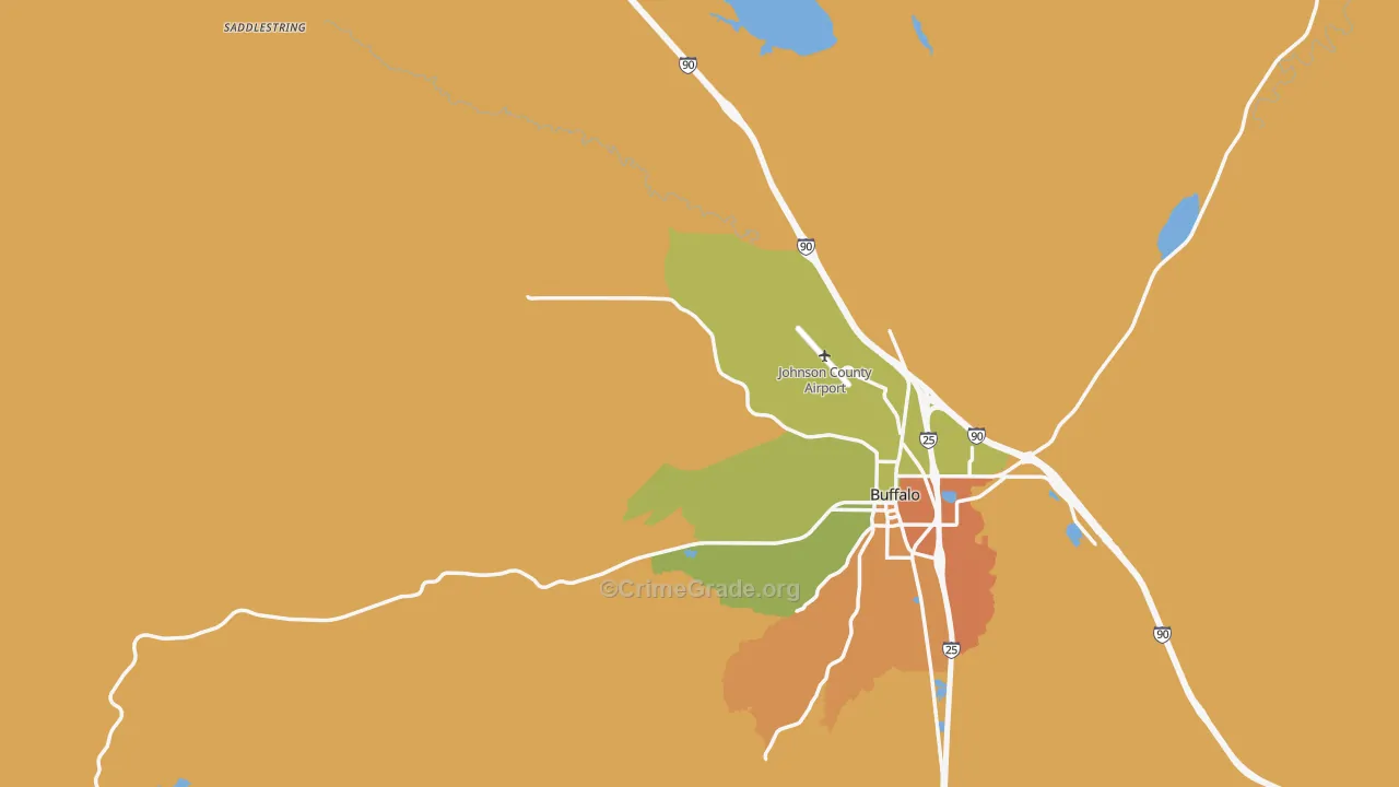 Saddlestring, WY Map of Vehicle Theft Rates