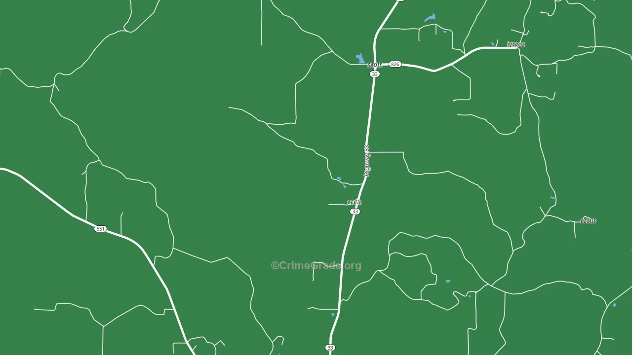 Sadie, LA Map of Vehicle Theft Rates