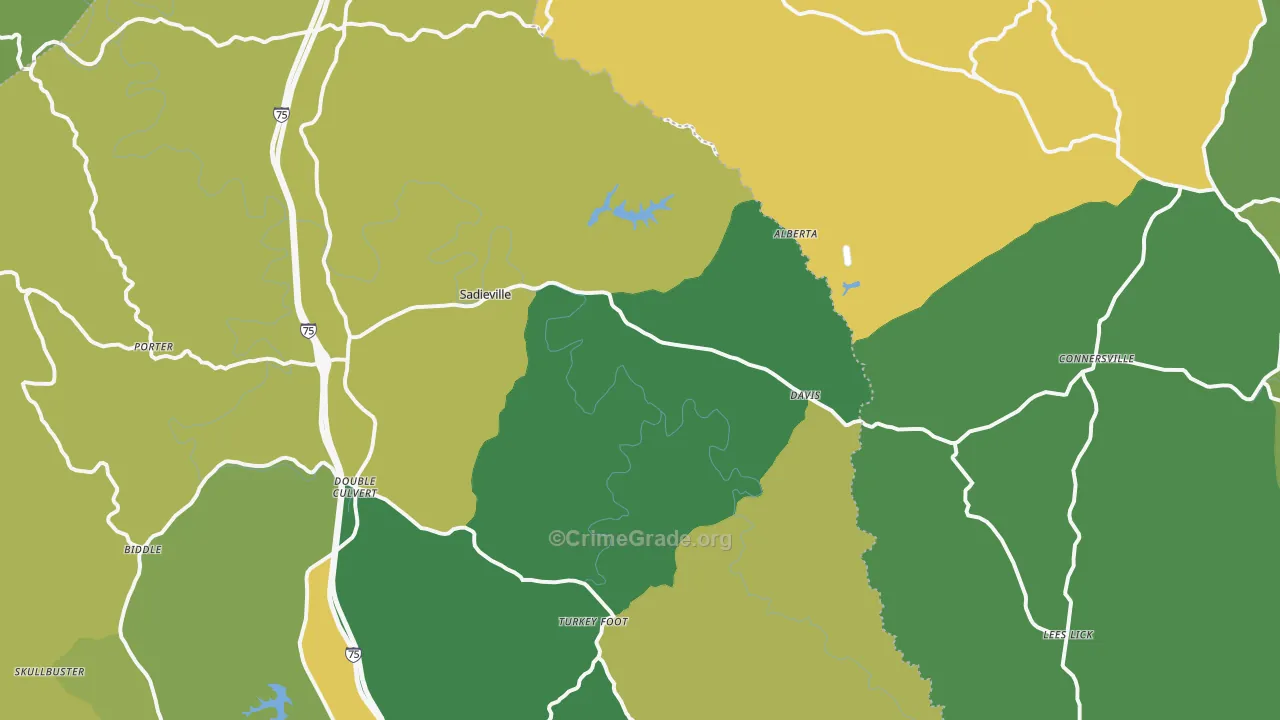 Sadieville, KY Map of Vehicle Theft Rates