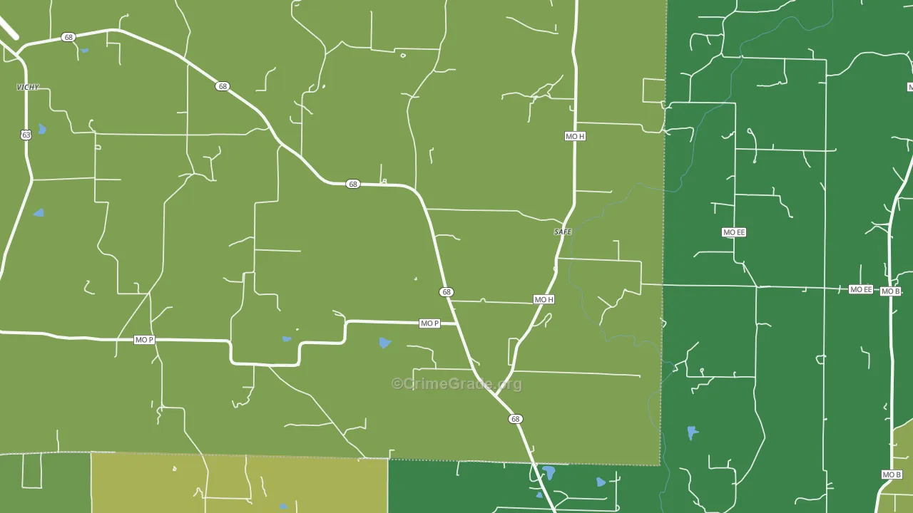 Safe, MO Map of Vehicle Theft Rates