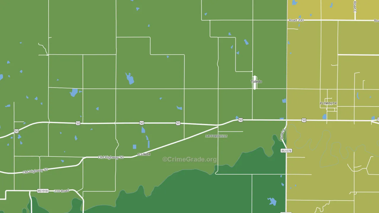 Saffordville, KS Map of Vehicle Theft Rates