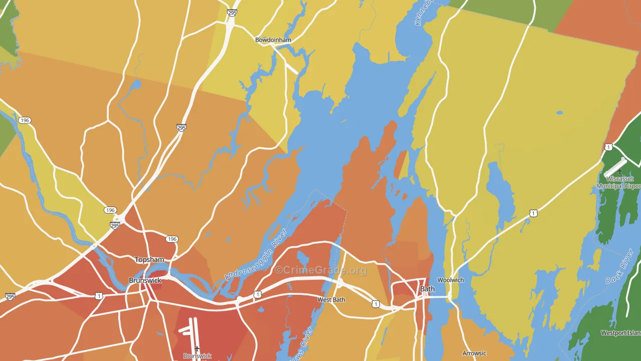 Sagadahoc County, ME Map of Vehicle Theft Rates