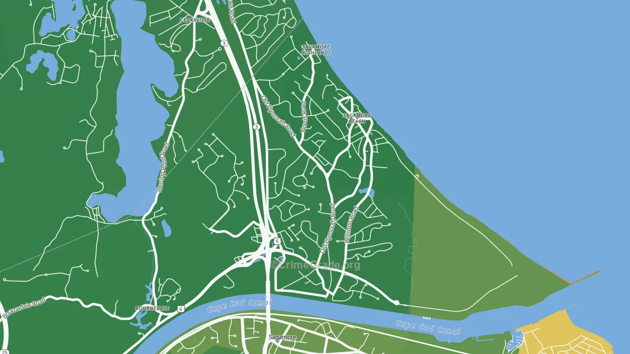 Sagamore Beach, MA Map of Vehicle Theft Rates