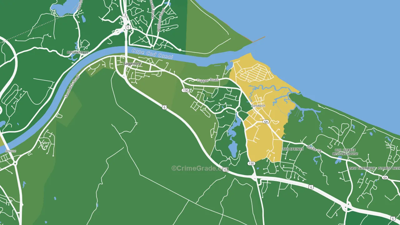 Sagamore Highlands, MA Map of Vehicle Theft Rates