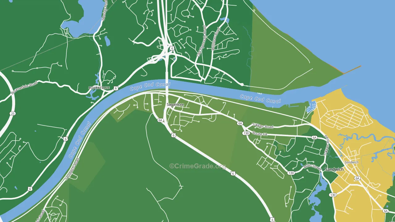 Sagamore, MA Map of Vehicle Theft Rates