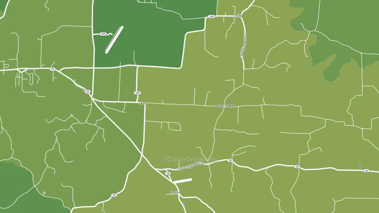 Sage, AR Map of Vehicle Theft Rates