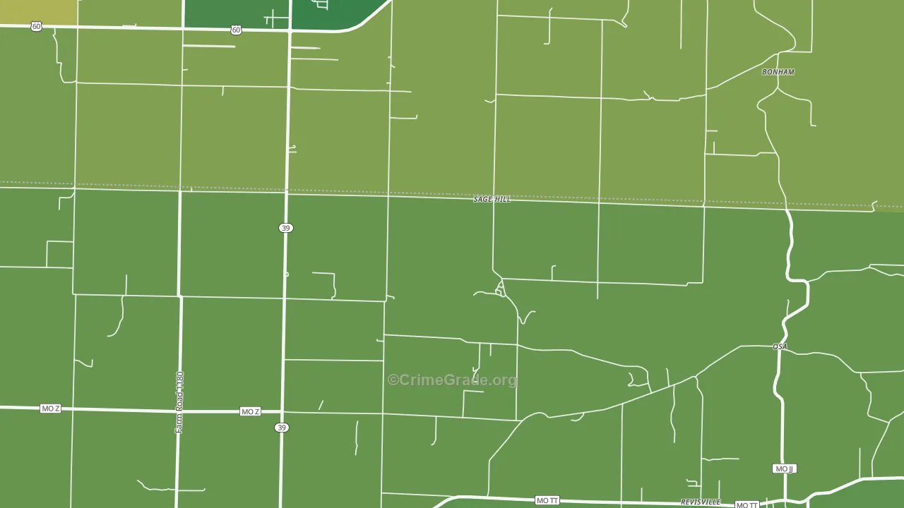 Sage Hill, MO Map of Vehicle Theft Rates