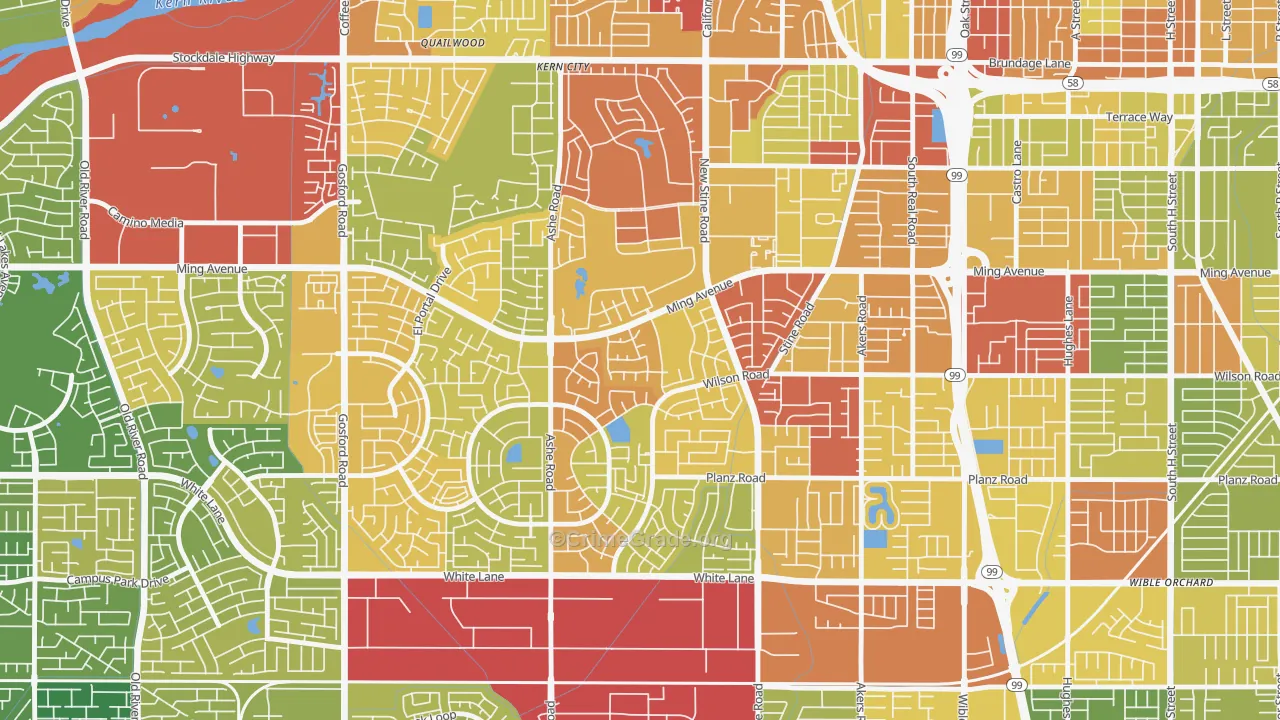Sagepointe, Bakersfield, CA Map of Vehicle Theft Rates