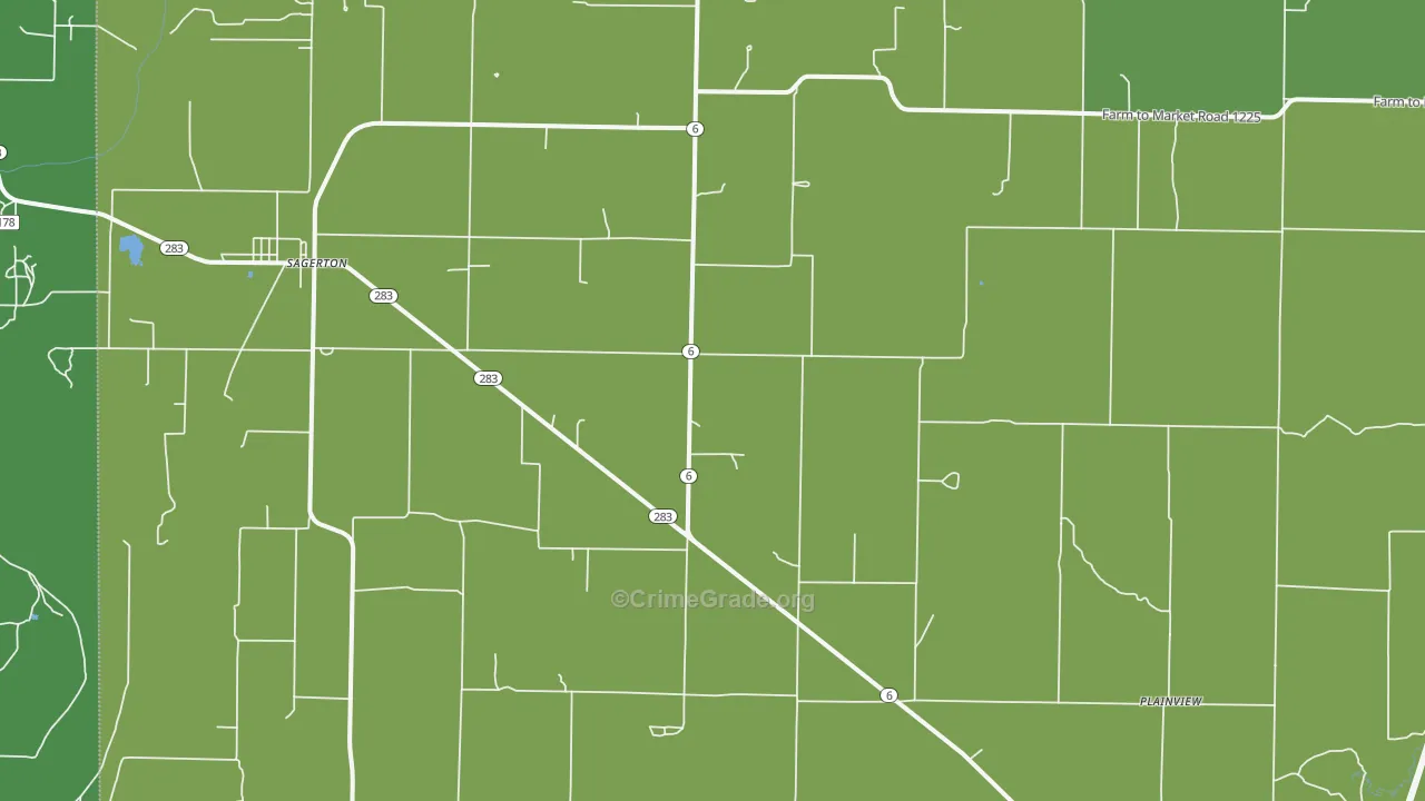 Sagerton, TX Map of Vehicle Theft Rates