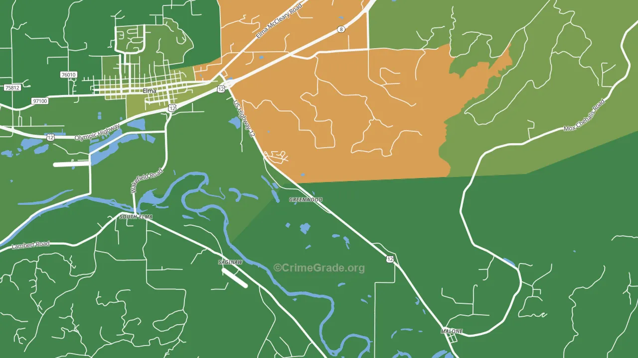 Saginaw, WA Map of Vehicle Theft Rates
