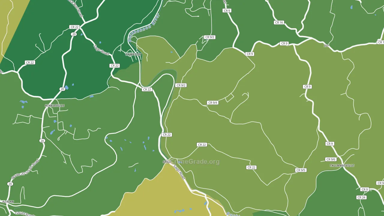 Sago, WV Map of Vehicle Theft Rates