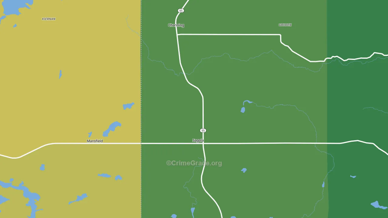 Sagola, MI Map of Vehicle Theft Rates