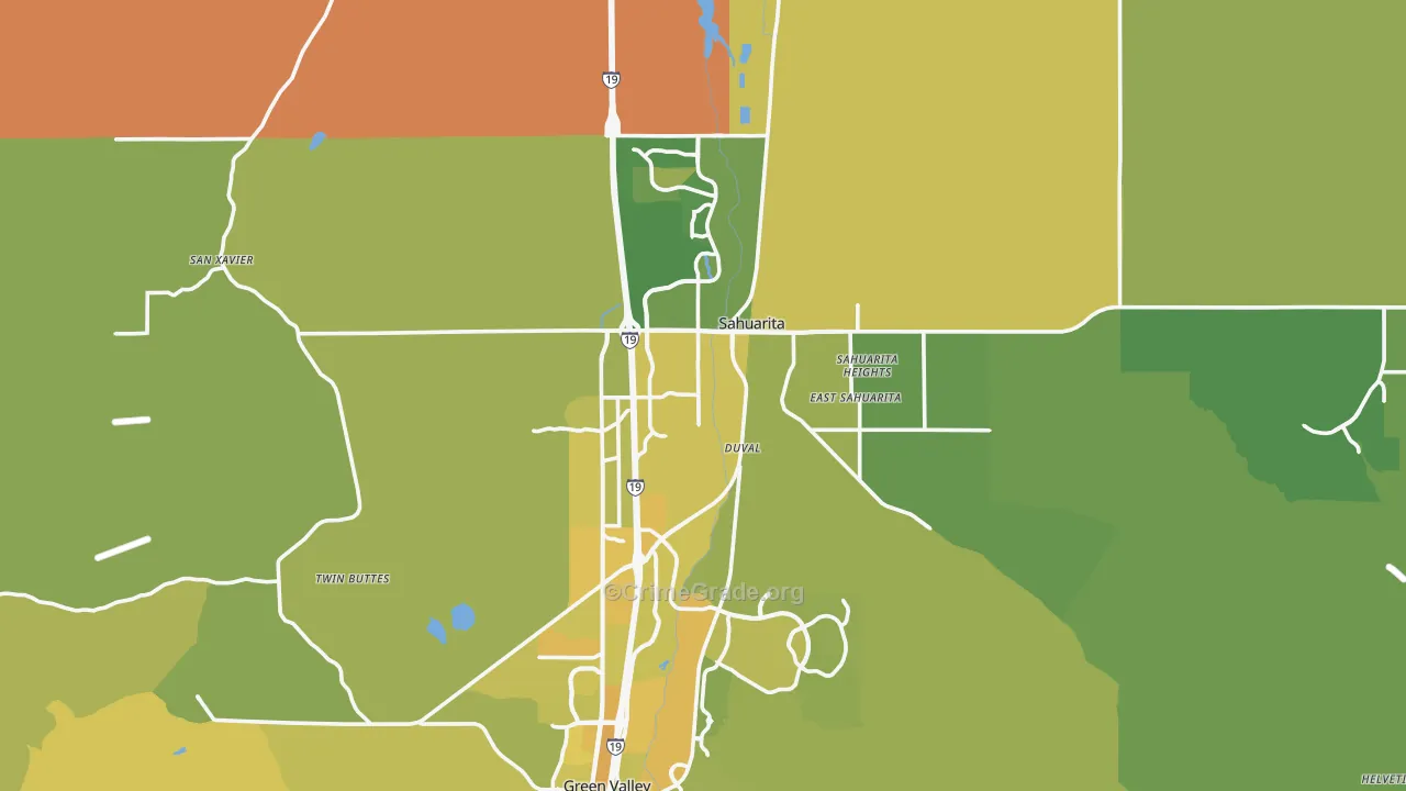 Sahuarita, AZ Map of Vehicle Theft Rates