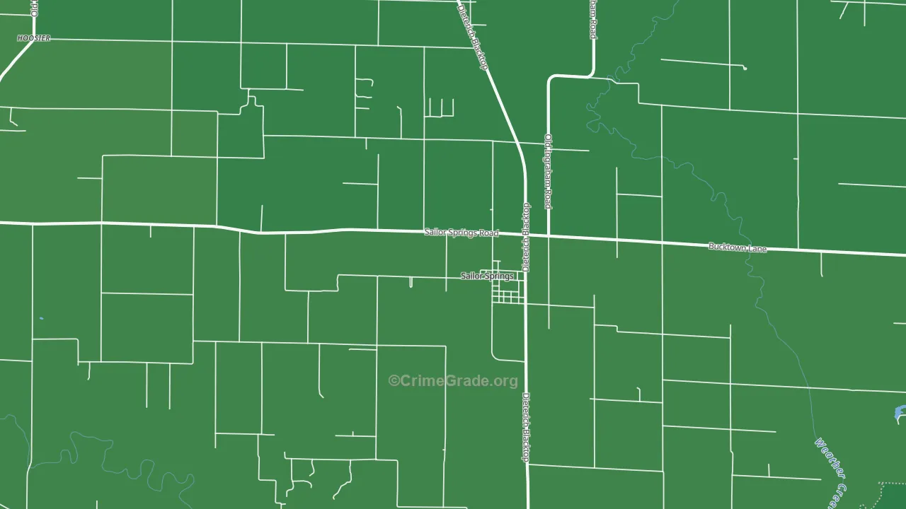 Sailor Springs, IL Map of Vehicle Theft Rates