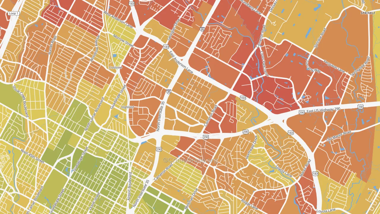 Saint Johns, Austin, TX Map of Vehicle Theft Rates