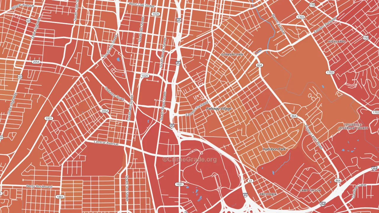 Saint Joseph, Louisville, KY Map of Vehicle Theft Rates