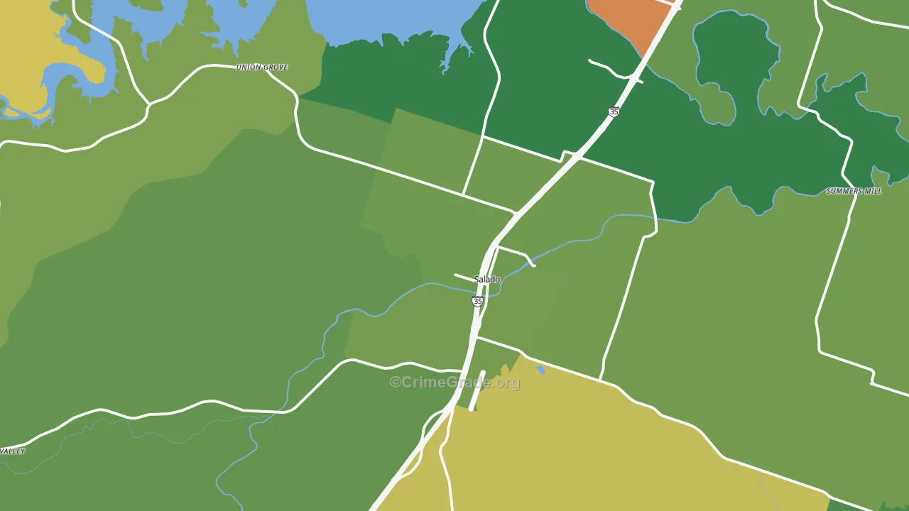 Salado, TX Map of Vehicle Theft Rates