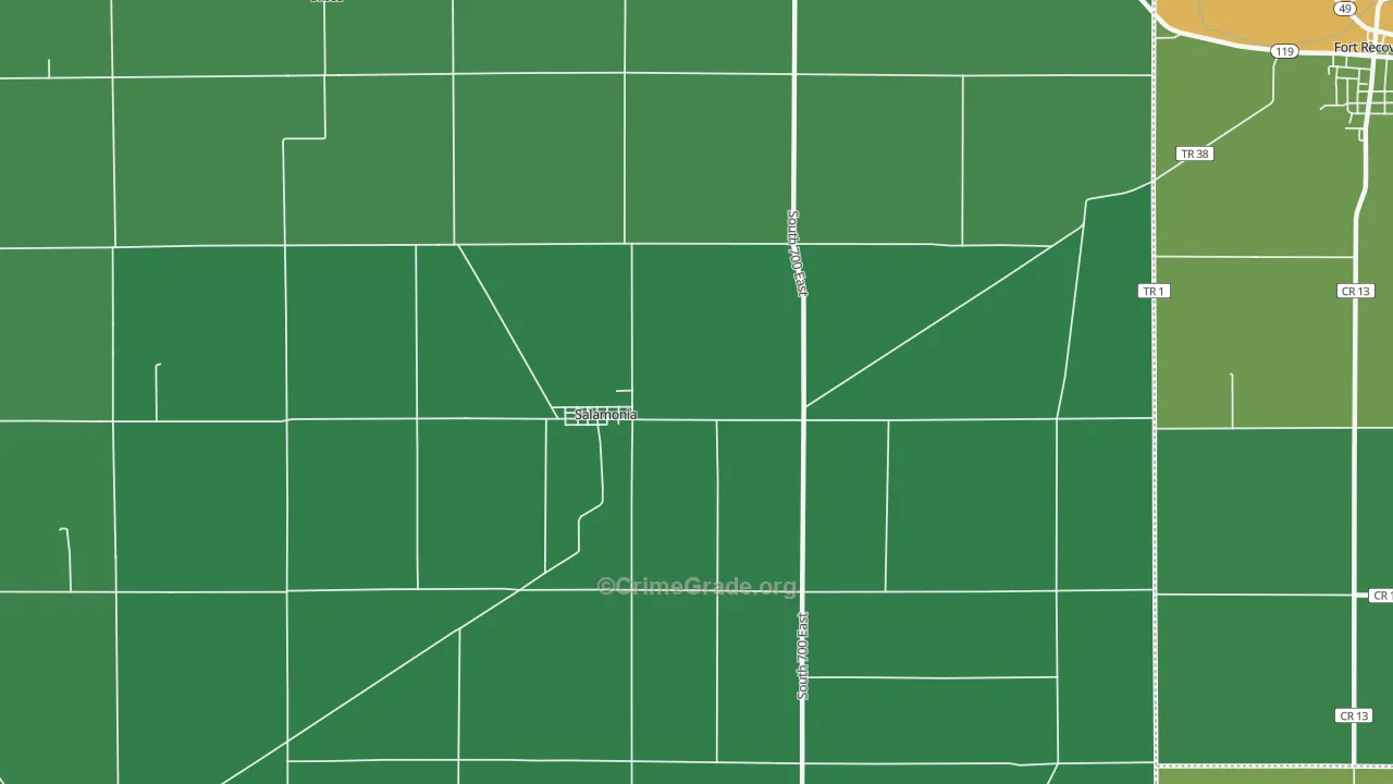 Salamonia, IN Map of Vehicle Theft Rates