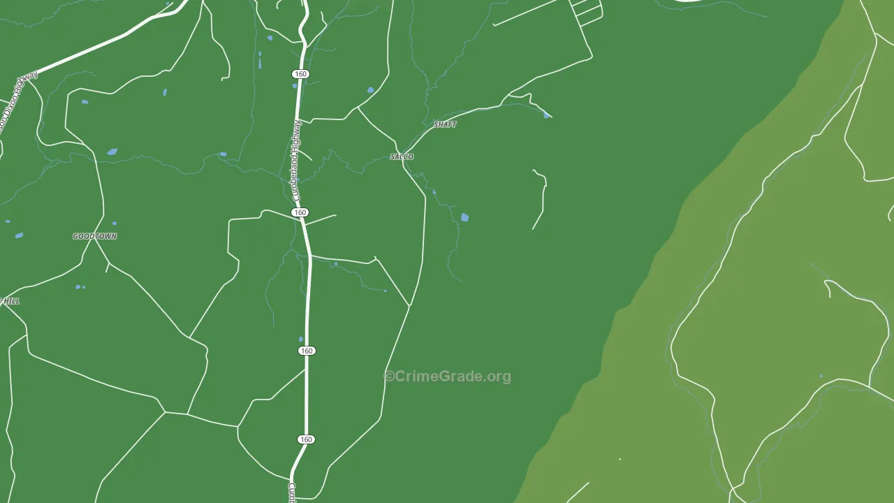 Salco, PA Map of Vehicle Theft Rates