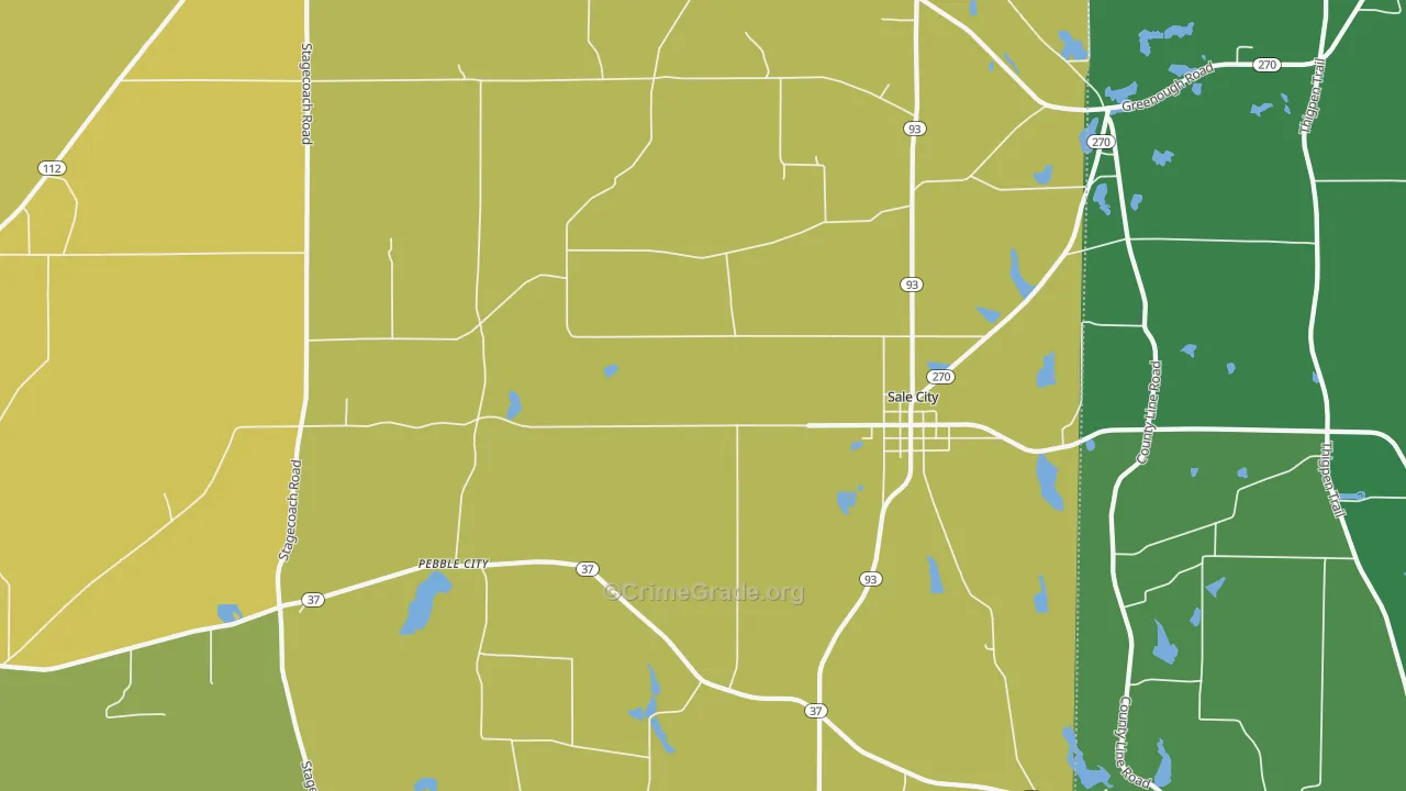Sale City, GA Map of Vehicle Theft Rates