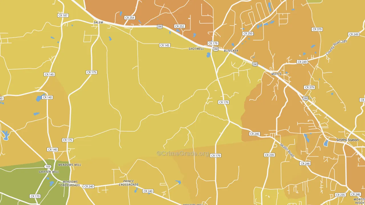 Salem, AL Map of Vehicle Theft Rates