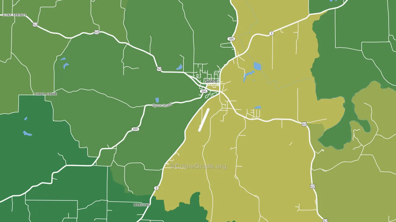 Salem, AR Map of Vehicle Theft Rates
