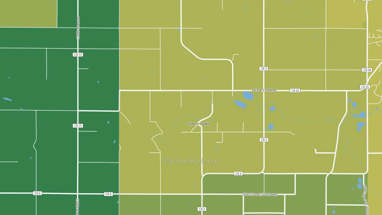Salem Corners, MN Map of Vehicle Theft Rates