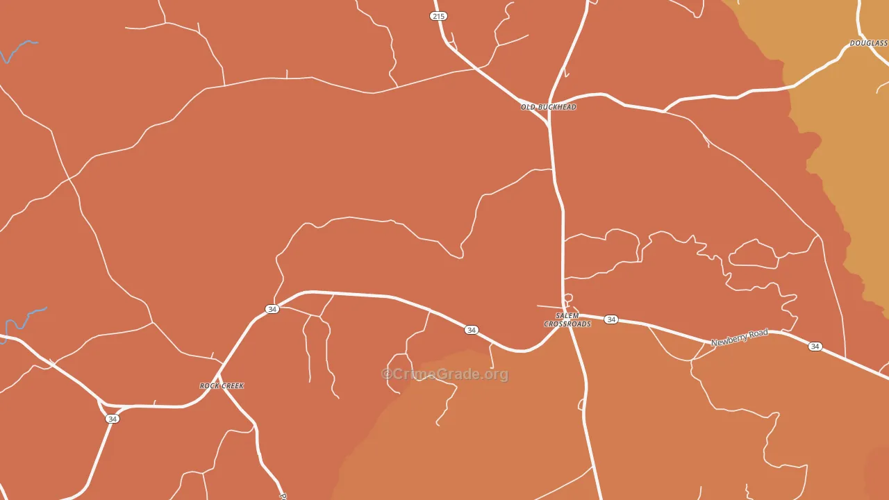 Salem Crossroads, SC Map of Vehicle Theft Rates