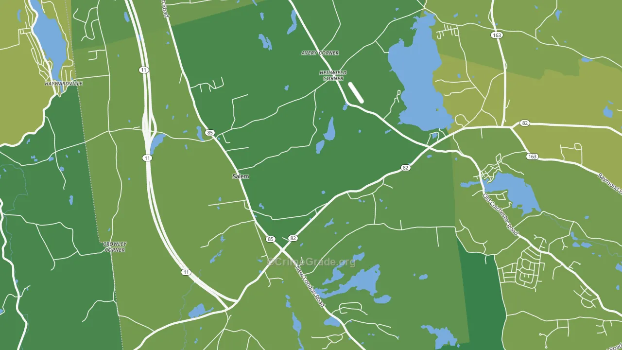 Salem, CT Map of Vehicle Theft Rates