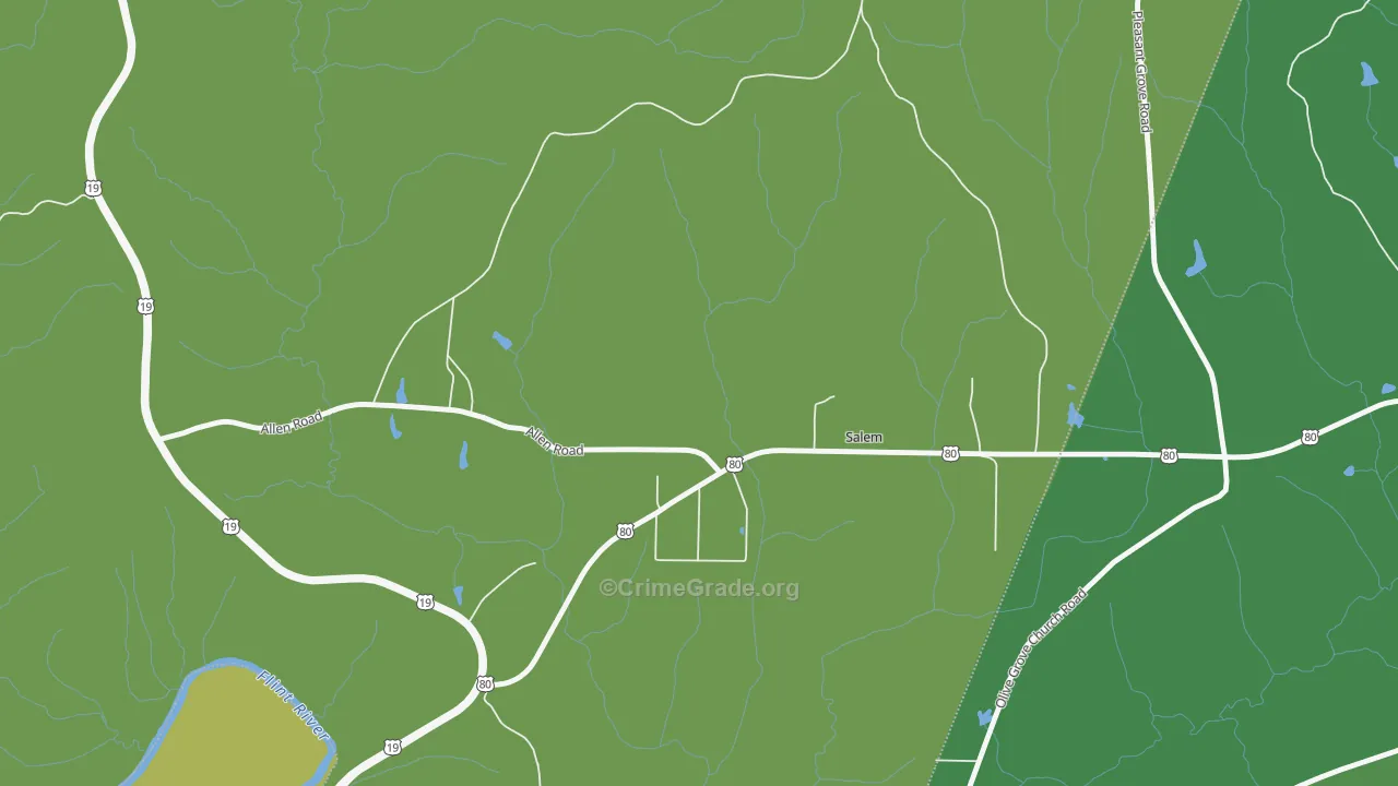 Salem, GA Map of Vehicle Theft Rates