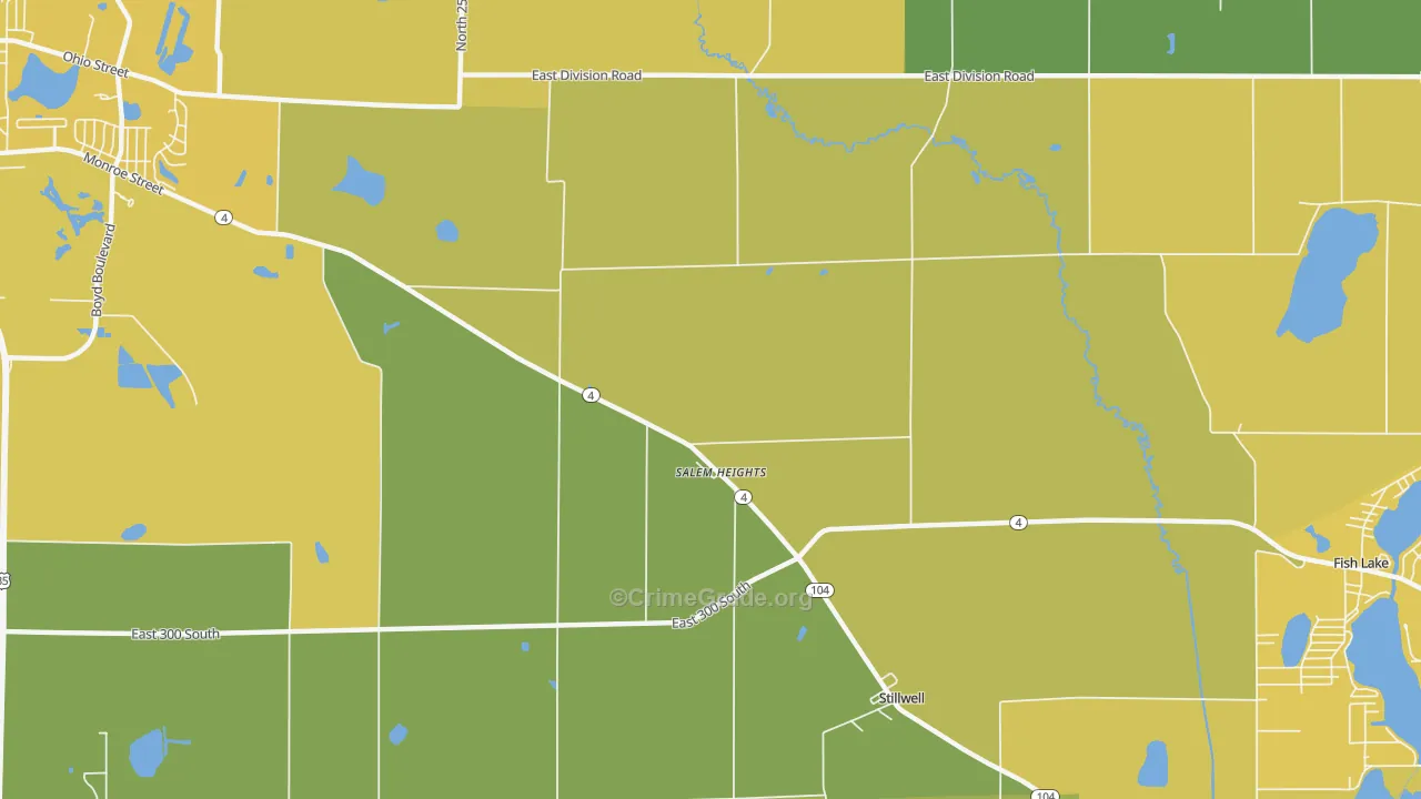 Salem Heights, IN Map of Vehicle Theft Rates