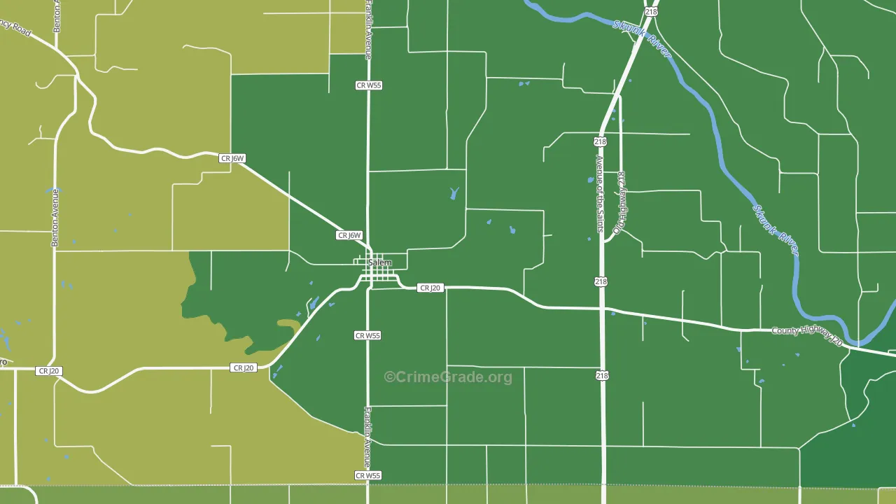 Salem, IA Map of Vehicle Theft Rates