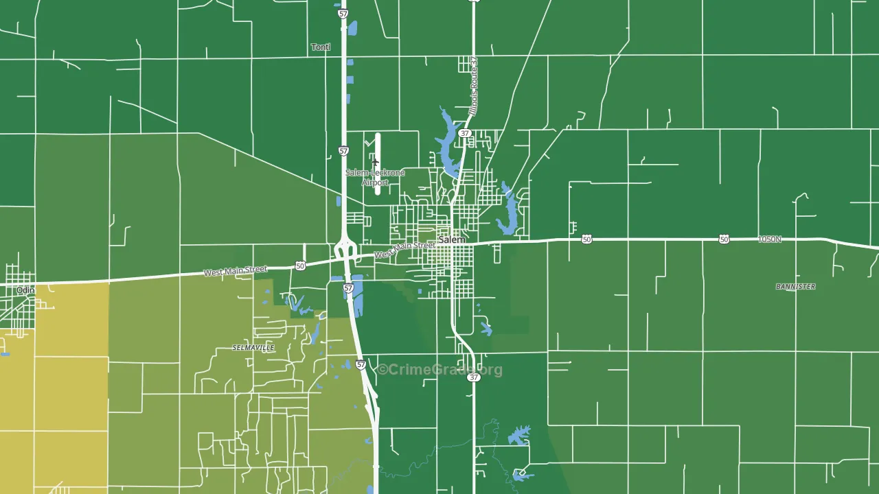 Salem, IL Map of Vehicle Theft Rates