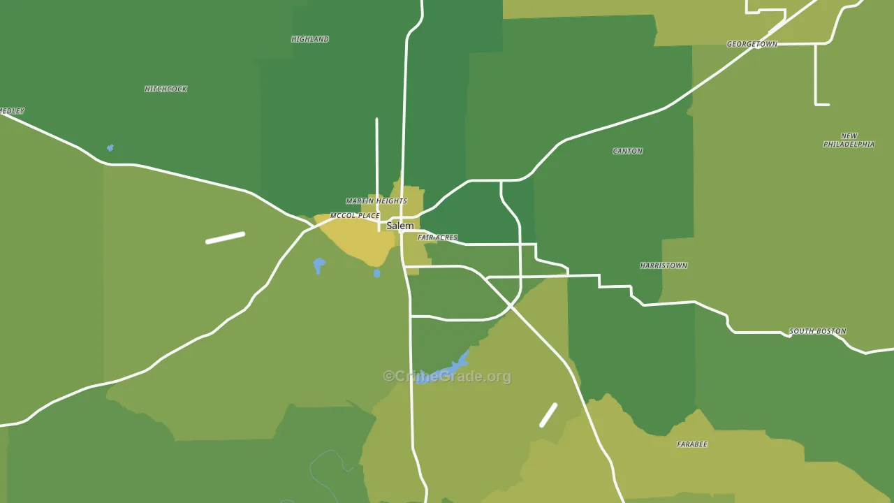 Salem, IN Map of Vehicle Theft Rates