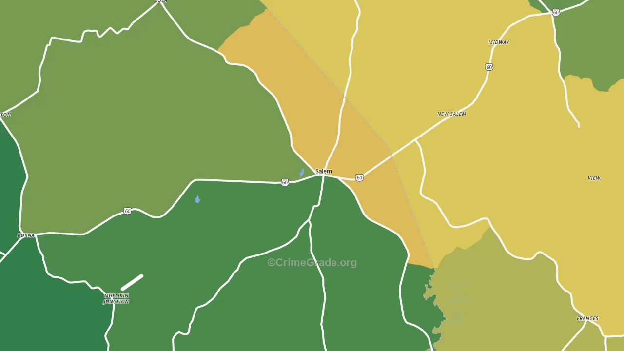 Salem, KY Map of Vehicle Theft Rates