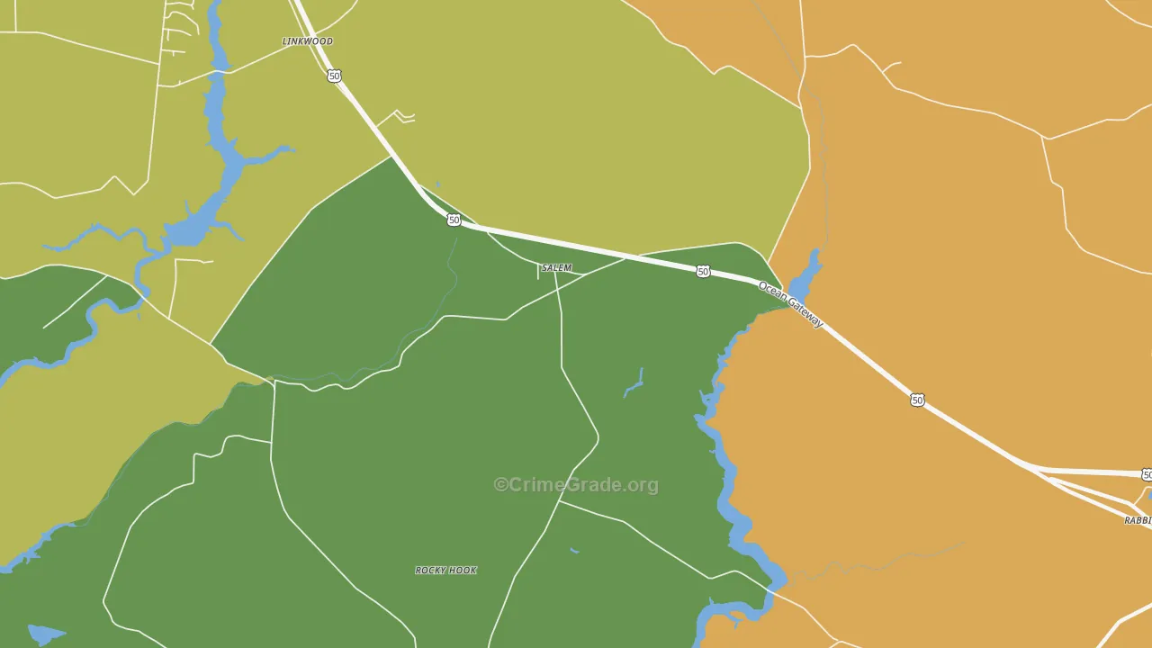 Salem, MD Map of Vehicle Theft Rates