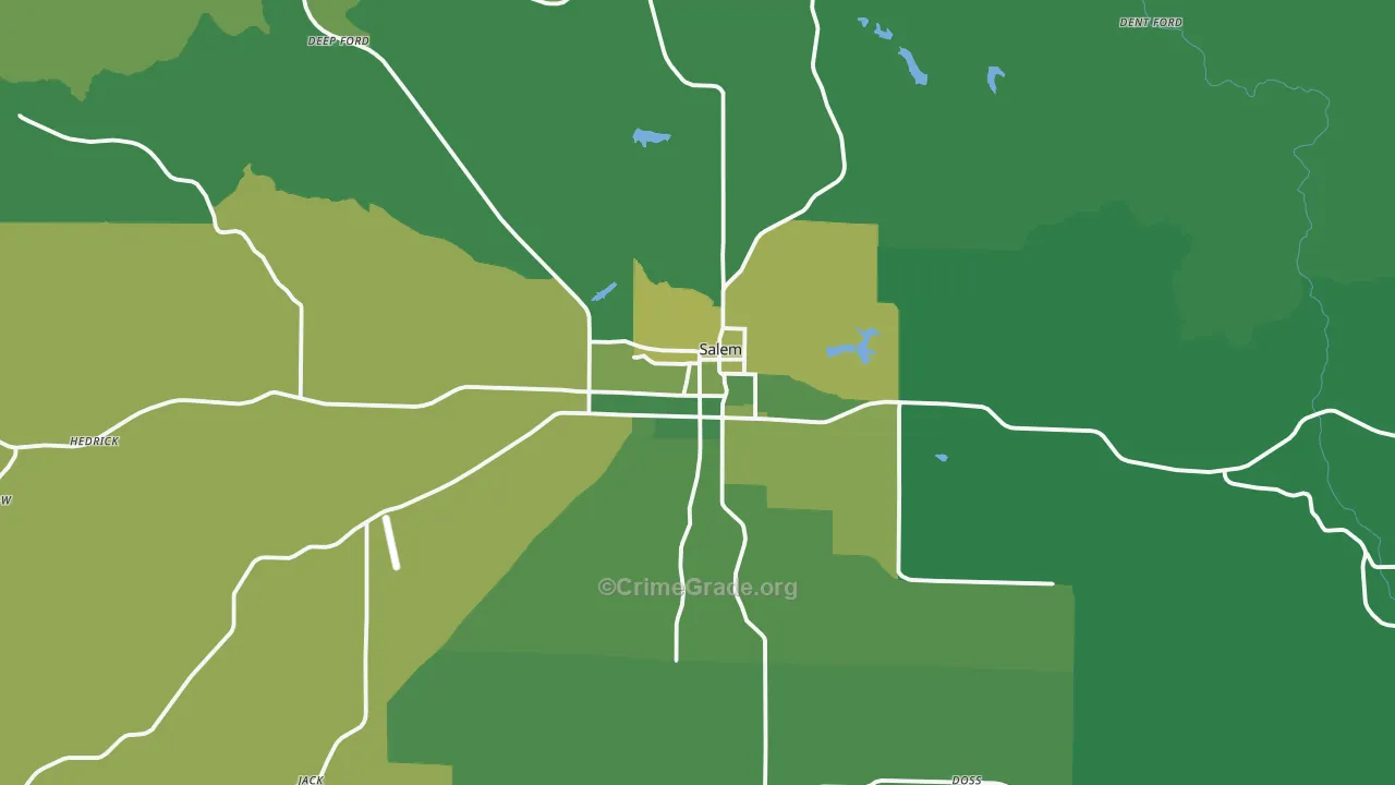 Salem, MO Map of Vehicle Theft Rates
