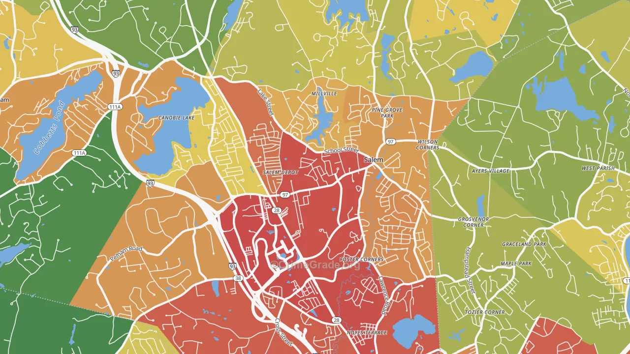 Salem, NH Map of Vehicle Theft Rates