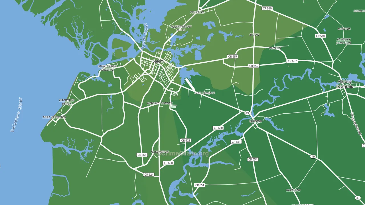 Salem, NJ Map of Vehicle Theft Rates