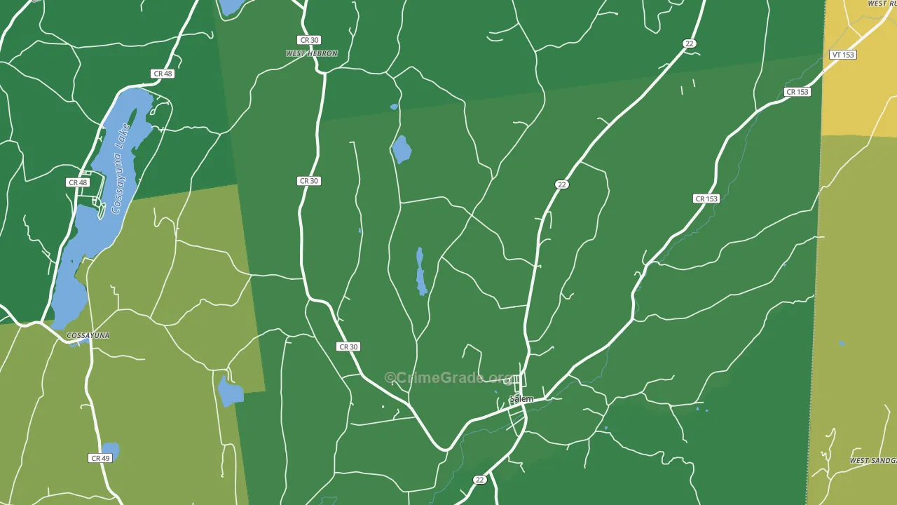 Salem, NY Map of Vehicle Theft Rates