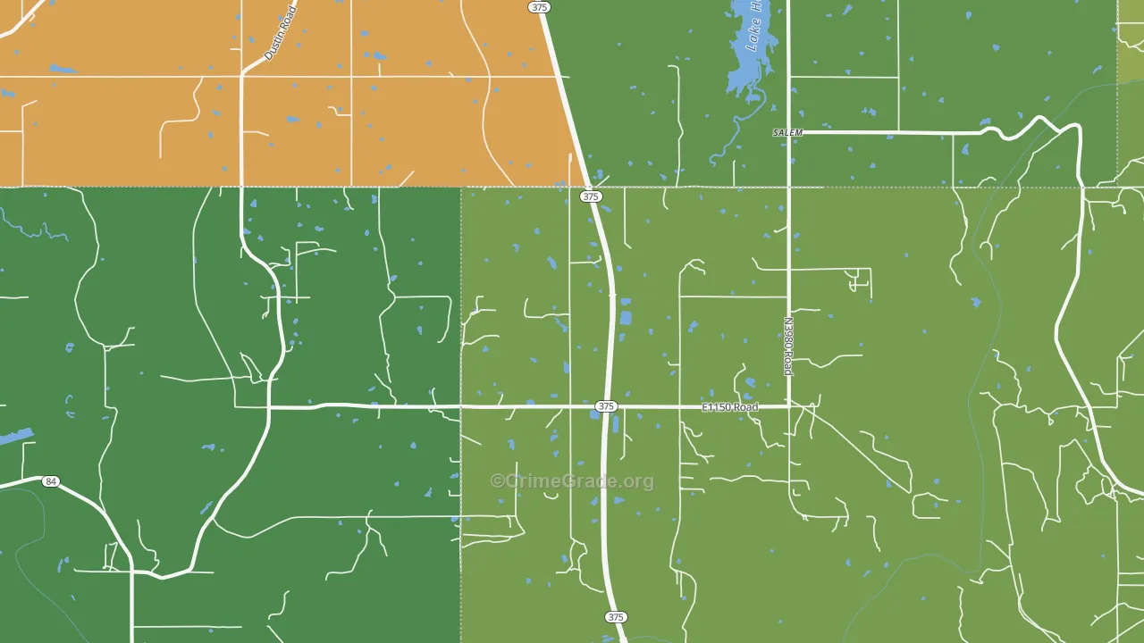 Salem, OK Map of Vehicle Theft Rates