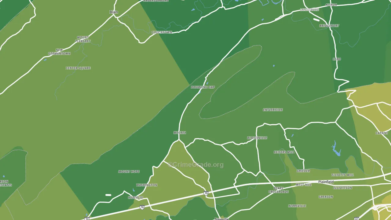 Salem, PA Map of Vehicle Theft Rates