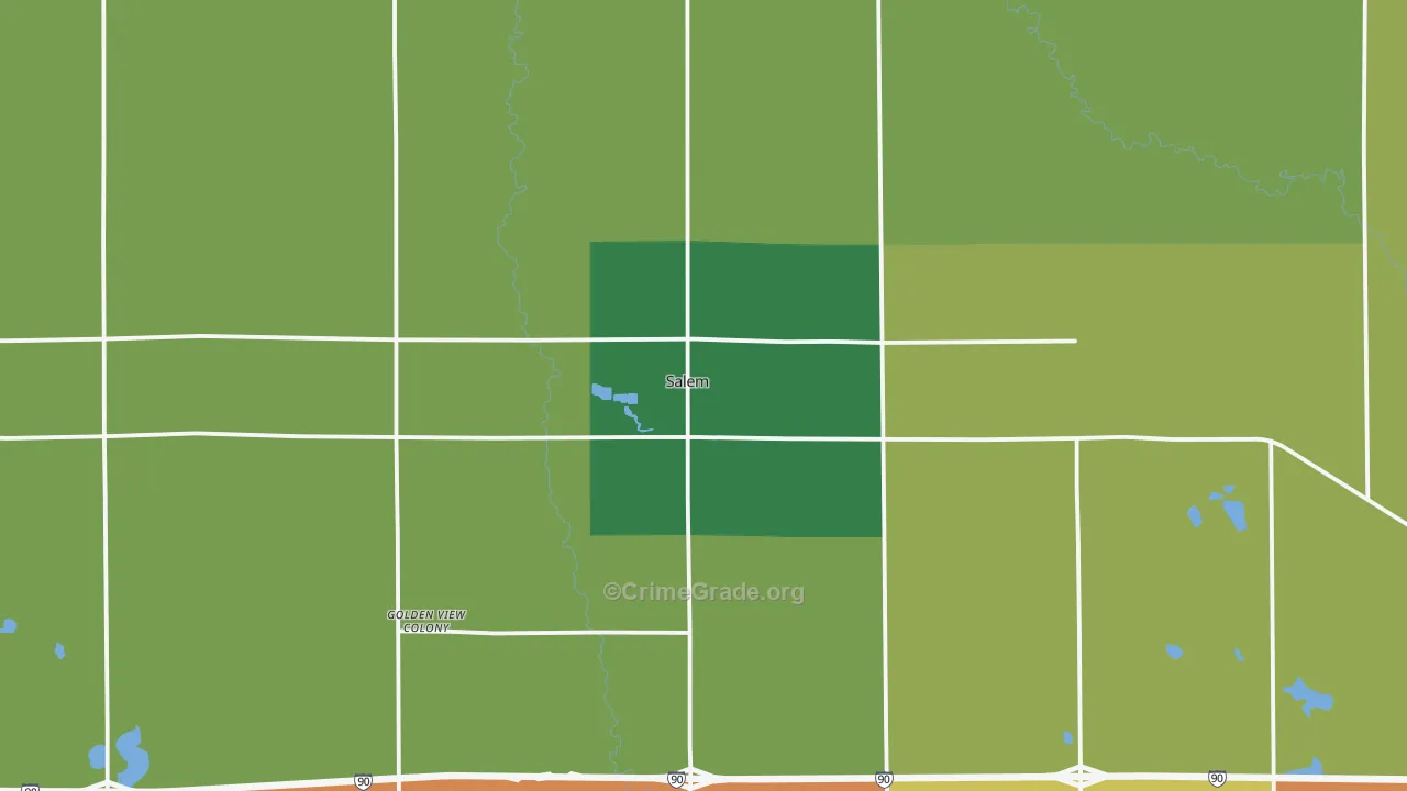 Salem, SD Map of Vehicle Theft Rates