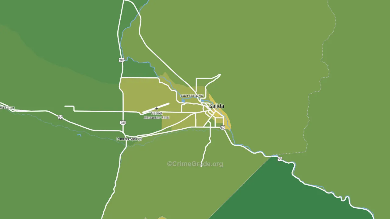 Salida, CO Map of Vehicle Theft Rates