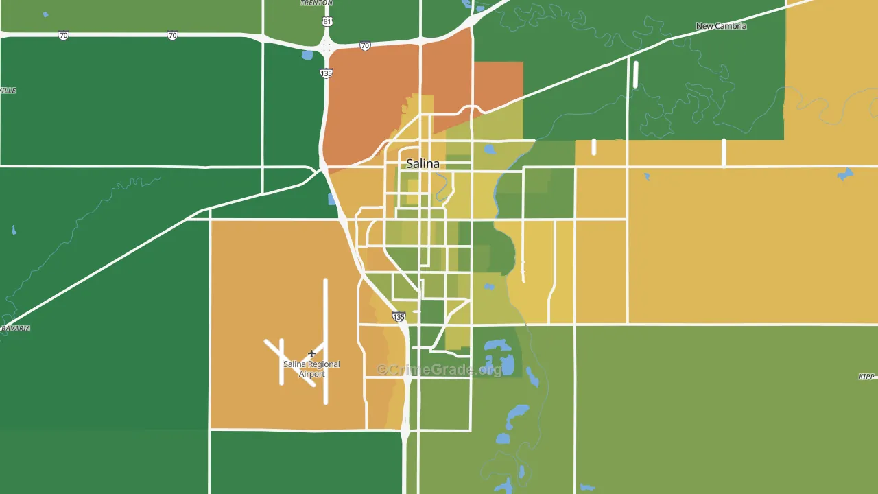 Salina, KS Map of Vehicle Theft Rates